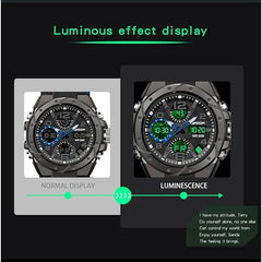 KASTWAVE Men's Analog Sports Watch, Digital Outdoor Sports Electronic Watch, Large Dual Display Waterproof Tactical Watches, Alarm Clock Large Face Dual Time Analog Multifunctional Watch for Men