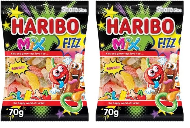 HARIBO Fizz Mix Sour Candy Gummies - 70G (Pack of 2)