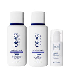 Obagi Medical Brightening Bundle with Full Sized Nu-Derm Foaming Cleanser, Toner & Hydrate Moisturizer – Brighten Dark Spots, Balance Skin’s pH, Remove Impurities, Protect & Hydrate