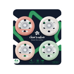 Tommee Tippee Breast-Like Soother, Skin-Like Texture, Symmetrical Orthodontic Design, BPA-Free, 0-6m, Pack of 4 Dummies