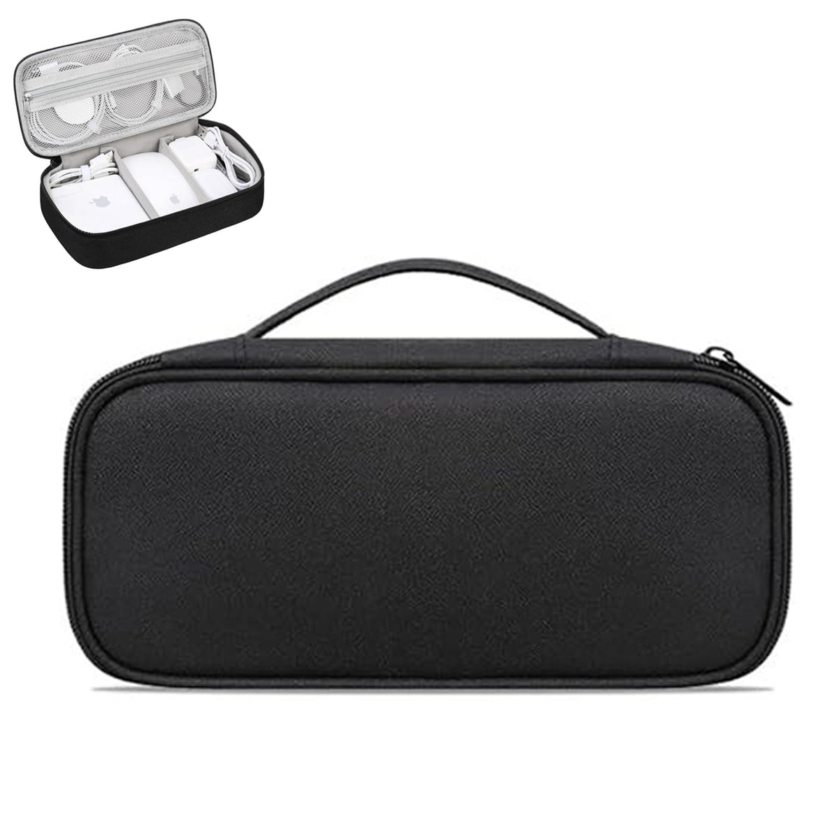 QUEENADA Portable Electronic Accessories Bag - Cable Organizer, Travel Gadget Organizer, Compatible with Charger USB Cable SD Memory Card Headset Flash Drive Hard Drive (Black)