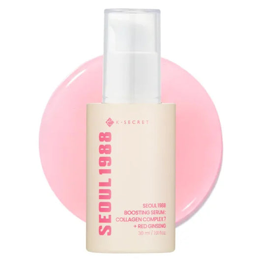 K-SECRET SEOUL 1988 Collagen Boosting Serum | Deeply Hydrating Serum with 7-Type Collagen Complex, Niacinamide, Ceramide NP, and Red Ginseng | Korean Skincare, 30ml / 1.01 fl oz