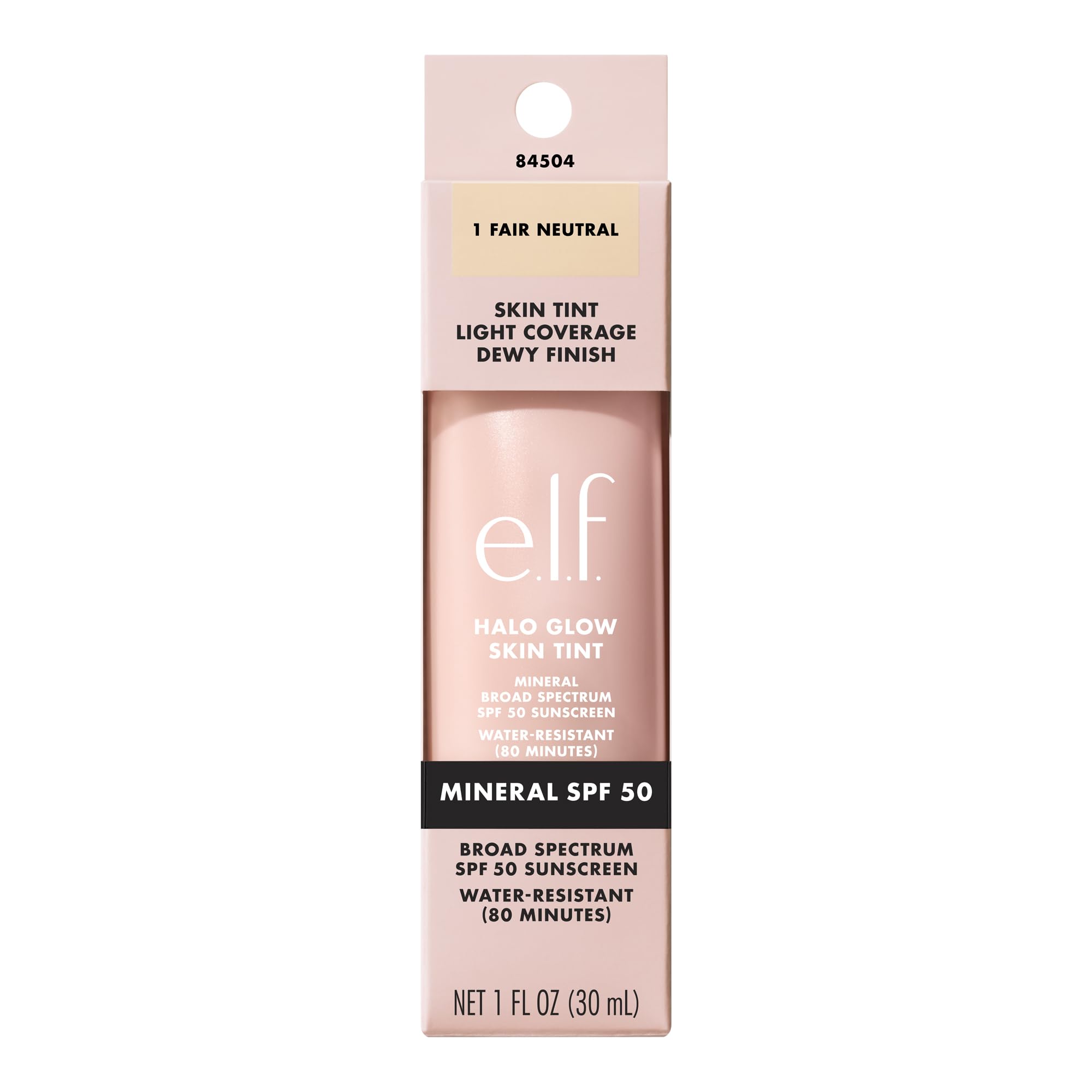 e.l.f. Halo Glow Skin Tint SPF 50, Tinted Moisturizer For Light, Buildable Coverage, Creates A Natural Glow, Vegan & Cruelty-Free, 1 Fair Neutral