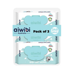 Aiwibi 100% Skin-friendly Baby Wet Wipes 80 Pcs- Baby Wipes Ultra-Soft Wet Wipes - Paraben & Alcohol Free for Newborns Sensitive Skin Diapers Wipes (Pack of 3, Natural Tea Tree Oil)