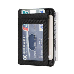 Stazh Slim Wallet - Minimalist Front Pocket RFID Blocking Leather Wallets for Men & Women - Carbon Black