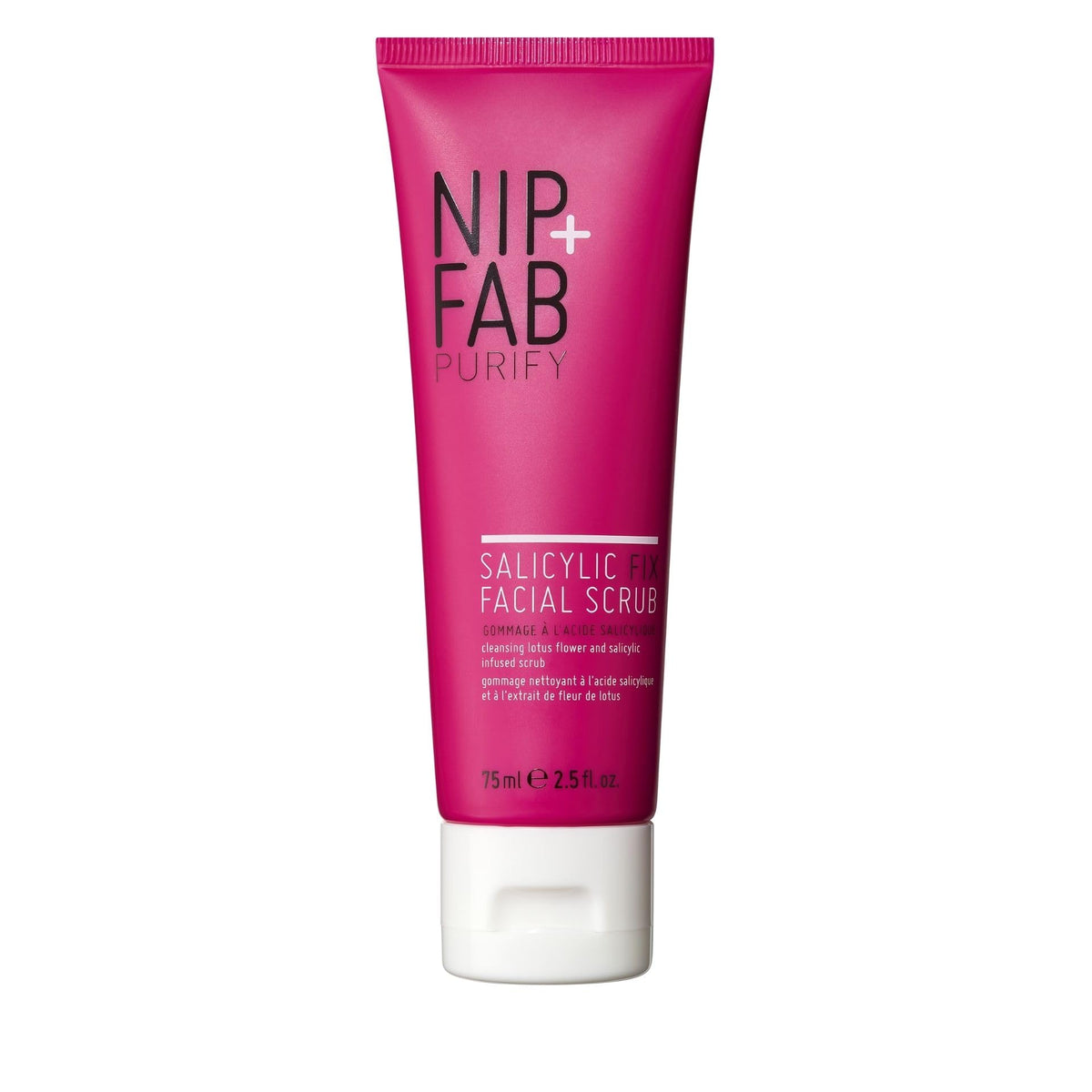 Nip+Fab Nip + Fab Salicylic Acid Fix Scrub for Face with Vitamin E & Volcanic Rock Exfoliating Facial Cleanser Exfoliant for Pores and Oil Control, 2.5 Fl Oz