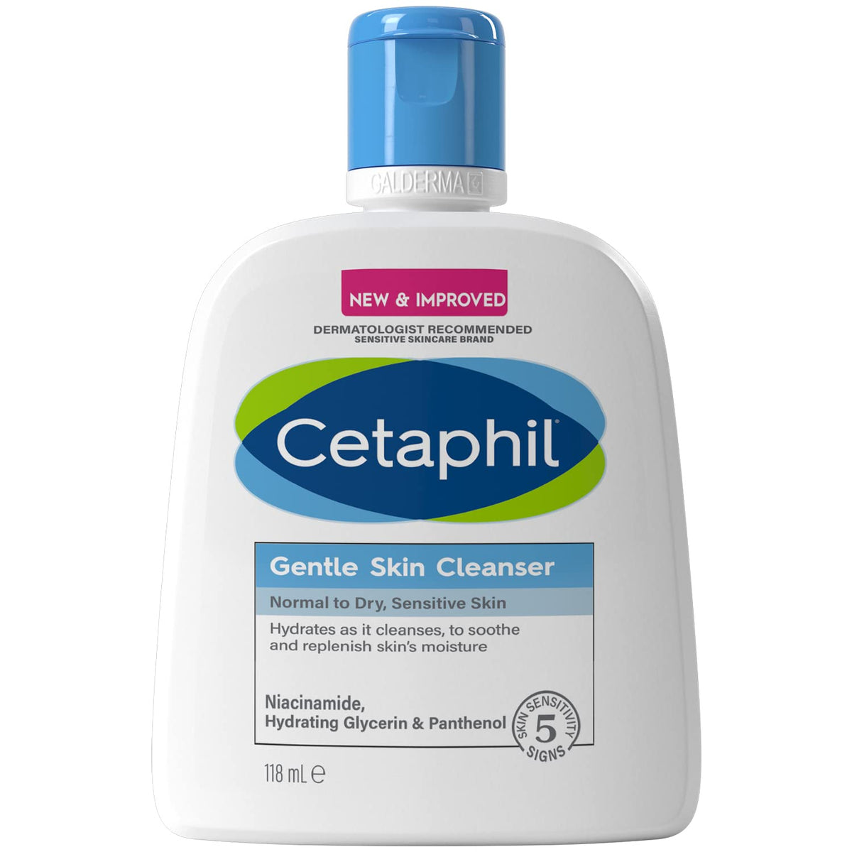 Cetaphil Gentle Skin Cleanser, Face & Body Wash, Hydrates Dry, Normal & Sensitive Skin With Niacinamide, Vegan Friendly - 118ml