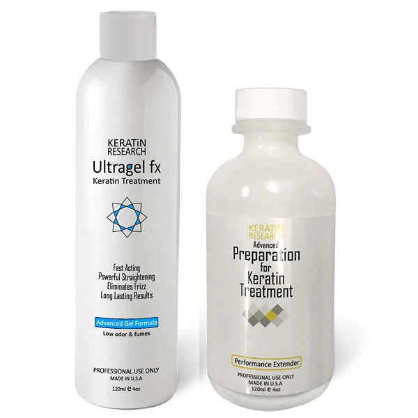 KERATIN RESEARCH UltraGel FX Complex Brazilian Keratin Blowout Hair Treatment 120ml with Advanced Preparation All Hair Types including Coarse Curly Black Dominican Brazilian Straighten Smooth and Repair Hair