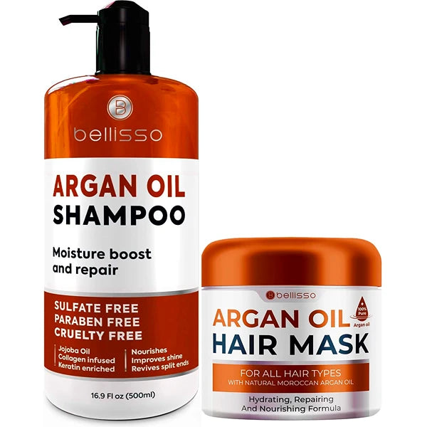 BELLISSO Argan Oil Shampoo and Moroccan Argan Oil Mask