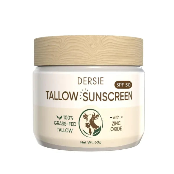 Dersie Beef Tallow Sunscreen SPF 50 with Zinc Oxide - Non-Greasy, Tallow, Beeswax, Red Raspberry & Carrot Oil for Dry, Sensitive Skin