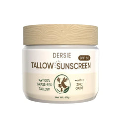 Dersie Beef Tallow Sunscreen SPF 50 with Zinc Oxide - Non-Greasy, Tallow, Beeswax, Red Raspberry & Carrot Oil for Dry, Sensitive Skin