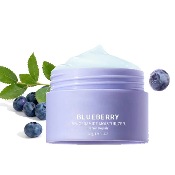 Grospe Blueberry Ceramide Moisturizing Cream - Face Moisturizer with Fruit Extract & Hyaluronic Acid, Intense Hydration for Dry & Sensitive Skin, Vegan Formula (1oz)