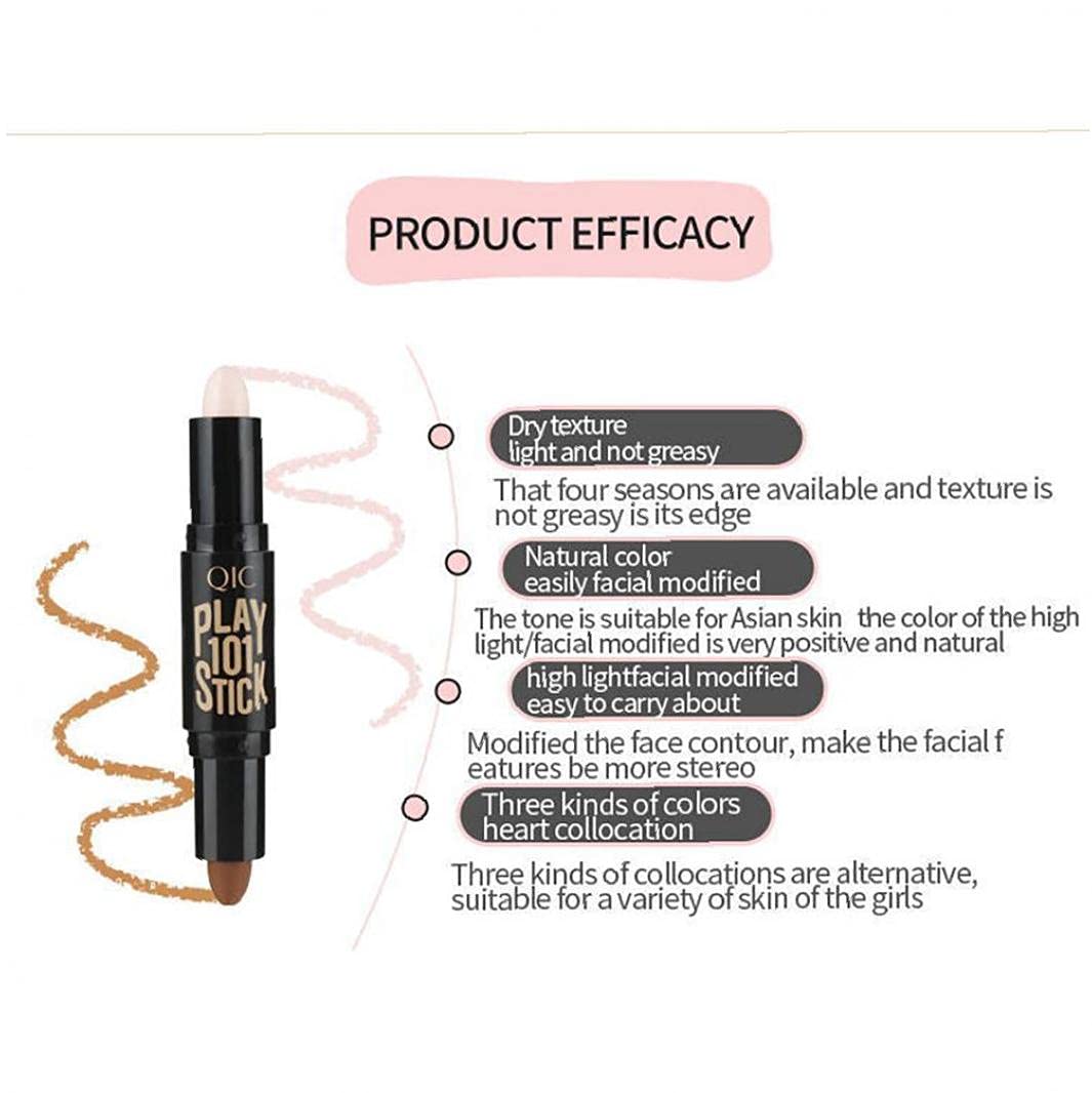 Double Ended Wonder Contouring Pen Bronzer and Highlighter Stick Facial Makeup Contour Concealer Cosmetic for 3D Makeup Effect(2) Suitable for Women of All Ages