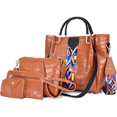 Generic Women's PU Leather Designer Handbags and Shoulder Bags , Top Handle Satchel Tote with 3 Additional Pouches