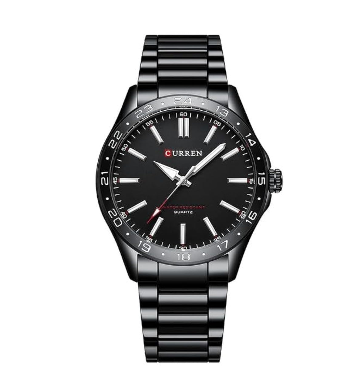 CURREN New Model CURREN Brand Light Up Dial Male Watch Simple 43mm Big Dial Stainless Steel Strap Waterproof 3ATM Men's Clock 8452 - BLACK