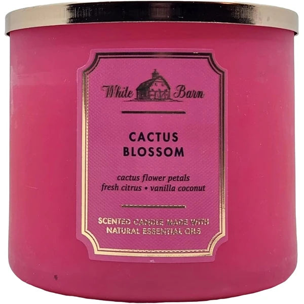 Bath & Body Works White Barn 3-Wick Candle w/Essential Oils - 14.5 oz - New Core Scents! (Cactus Blossom)