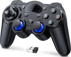 Angju USB Wireless Gaming Controller Gamepad for PC/Laptop Computer(Windows XP/7/8/10) & PS3 & Android & Steam - [Black] (Black)