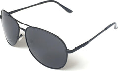 J+S Premium Military Style Classic Aviator Sunglasses, Polarized, 100% UV protection for Men Women (Large Frame - Black Frame/Gray Lens)