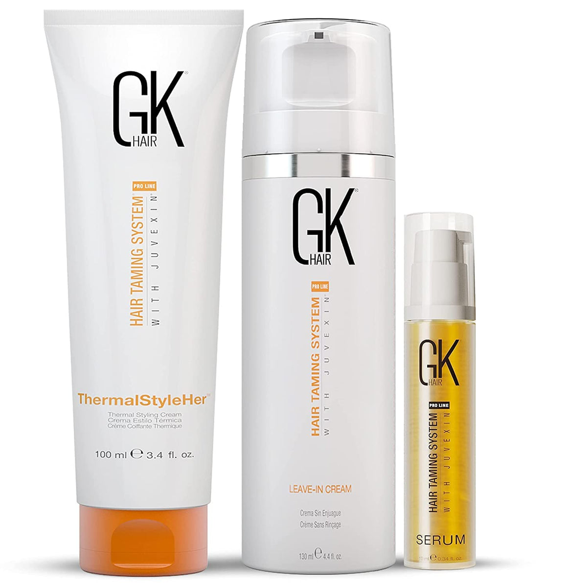 GK HAIR Global Keratin ThermalStyleHer - 100ml/3.4oz - Leave in Conditioner Cream 130ml -Serum 10ml