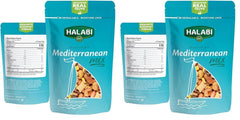 Halabi Mediterranean Mix Healthy Baked Snacks  Mixed Nuts,  Peanuts, Almonds, Cashews, Pistachios, Hazelnuts, Macadamia, Corns, Resealable Bag - 175g (Pack of 2)