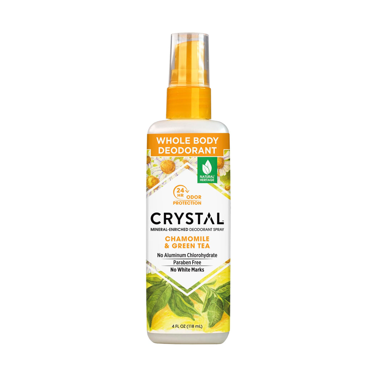 Crystal Essence Deodorant Spray 4 Ounce Chamomile/Green Tea (118ml) - Packaging May Vary