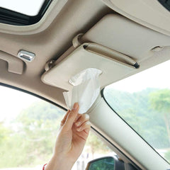 Showay Car Visor Tissue Holder, Leather Napkin Cover, Paper Dispenser For & Backseat, Vehicle（Beige）