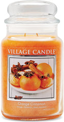 Village Candle Orange Cinnamon Large Glass Apothecary Jar Scented Candle, 21.25 Oz