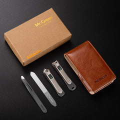 MR.GREEN Nail Clipper 4Pcs Set, Stainless Steel Manicure Pedicure Set, Medical Grade Grooming Kit with Travel Case Gift Box for Man & Woman - Mr-6105