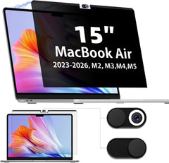 IPROKKO Magnetic Privacy Screen Protector, for MacBook Air 15 Inch (2023-2025, M2, M3,M4)- A2941 A3114,A3241 Removable Anti Glare Blue Light Mac Air 15.3 Laptop Black Private Filter