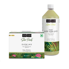 Kapiva Skin Foods Glow Mix + Aloe Vera Juice | Holistic Skin Care Combo