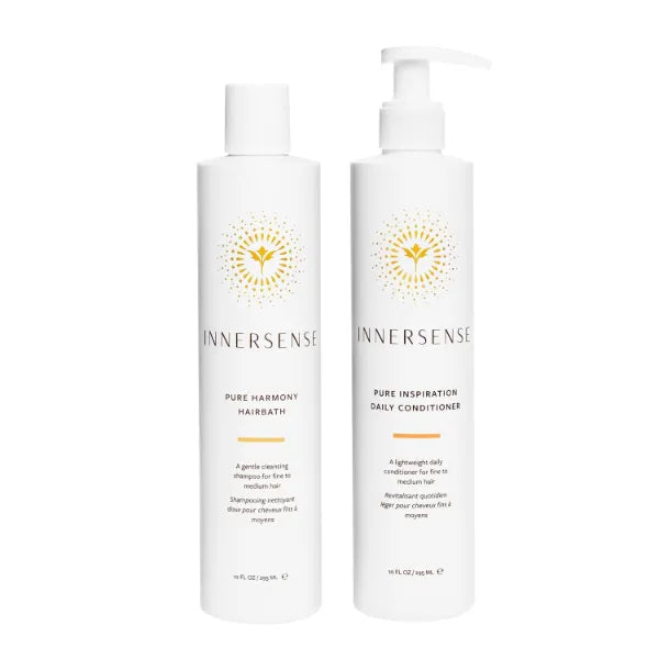 INNERSENSE Organic Beauty - Pure Harmony Hairbath Shampoo + Inspiration Conditioner Duo | Non-Toxic, Cruelty-Free, Clean Haircare (10 fl oz each)