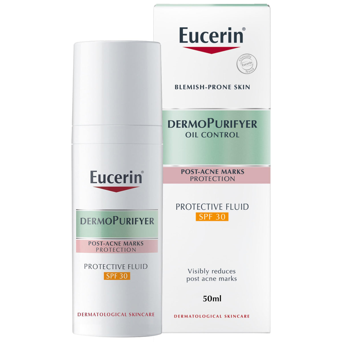 Eucerin DermoPurifyer Post Acne Marks Protective Fluid SPF-30, Visibly Reduces Post Ance Marks - 50ml