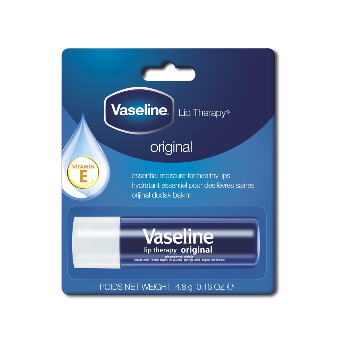 Vaseline Lip Therapy Original Lip Balm With Pure Jelly & Vitamin E For Soft & Glossy Lips| Nourishes & Protects Lips| Non-greasy Lip Moisturizer for Naturally Tinted Lips| 4.8 gm