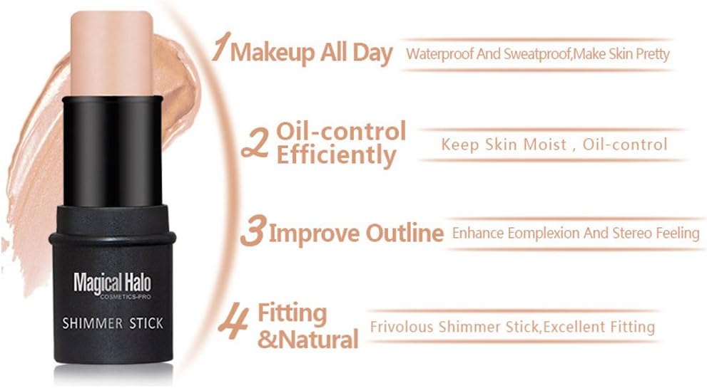 Highlighter Stick, Concealer Sticks Highlighting Powder Creamy Silver Gold Shimmer Bronzer Highlighter Makeup for Face Repairing Flawles(#1)