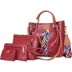Generic Women's PU Leather Designer Handbags and Shoulder Bags , Top Handle Satchel Tote with 3 Additional Pouches