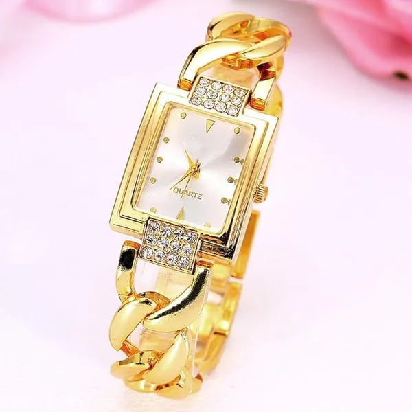 KASTWAVE Elegant Women's Rectangular Watch - Luxury Stainless Steel Quartz Movement, Fashion Bracelet Design for Ladies