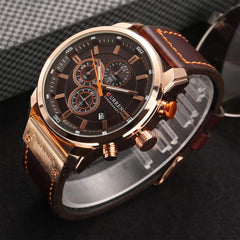 Curren Men Fashion PU Leather Sports Wrist Watch Casual Watch Luxury Water-Resistant Quartz Watch