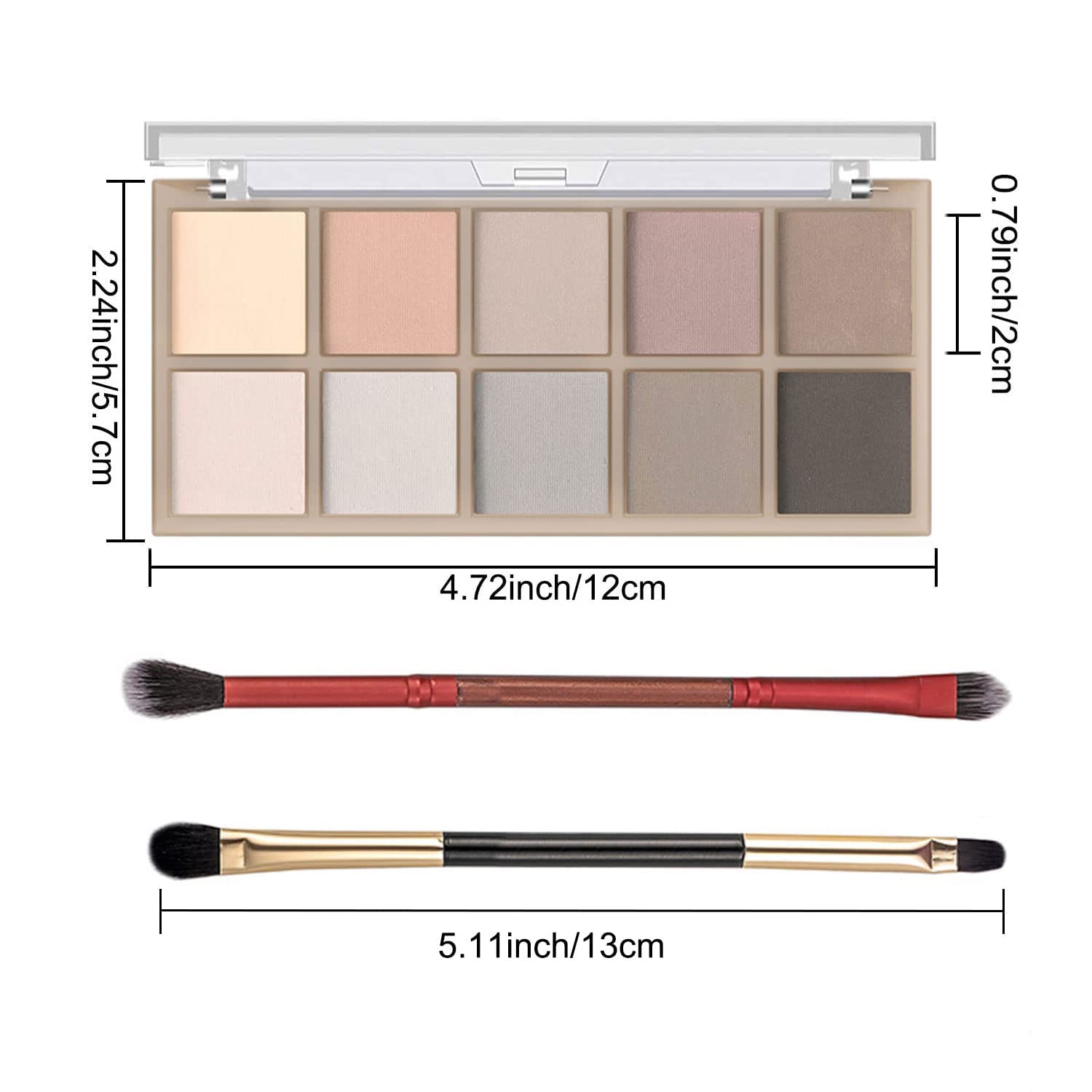 SYOSI 2Pcs Sweet Mint 10 Colors Eyeshadow Palette, Smooth Matte Eyeshadow Makeup Palette, Blendable Long Lasting Neutral Eye Palette with Professional Eyeshadow Brush (04 and 05)