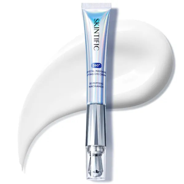SKINTIFIC 360° Crystal Massager Lifting Eye Cream – Reduces Puffiness, Nourishes with 3D Peptides, Niacinamide & Caffeine