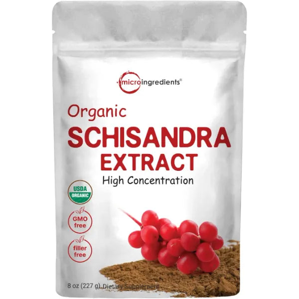 Micro Ingredients Organic Schisandra Extract Powder, 8 Ounce, Traditional Adaptogen and Filler Free, Supplement, Supports Liver Detox and Cognitive Health, No GMO