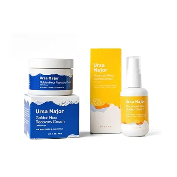 Ursa Major Hydration Heroes Bundle Golden Hour Recovery Cream + Mountain Glow Golden Serum 2 count