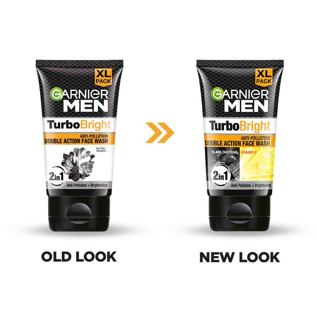 Garnier Men Turbo Bright Double Action Charcoal Facewash, 150g