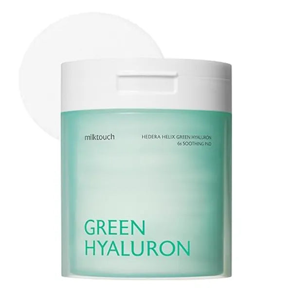 MILKTOUCH Green Hyaluron Toner Pads Hydrating & Soothing Facial Pads w/Hyaluronic Acid & Centella Asiatica for Sensitive Skin, Pore Care, Daily Use, Calming, Moisturizing, Korean Skincare 60pcs