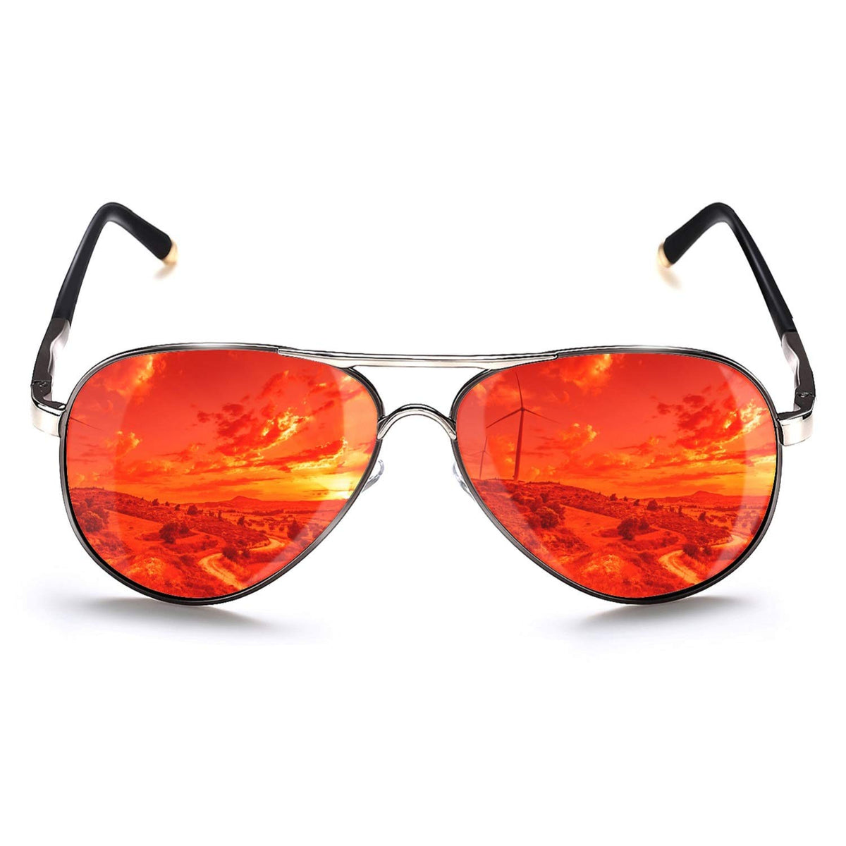 ROCKNIGHT Polarized Aviator Sunglasses for Men Women Metal Flat Top Sunglasses lightweight Driving UV400 Outdoor 58mm