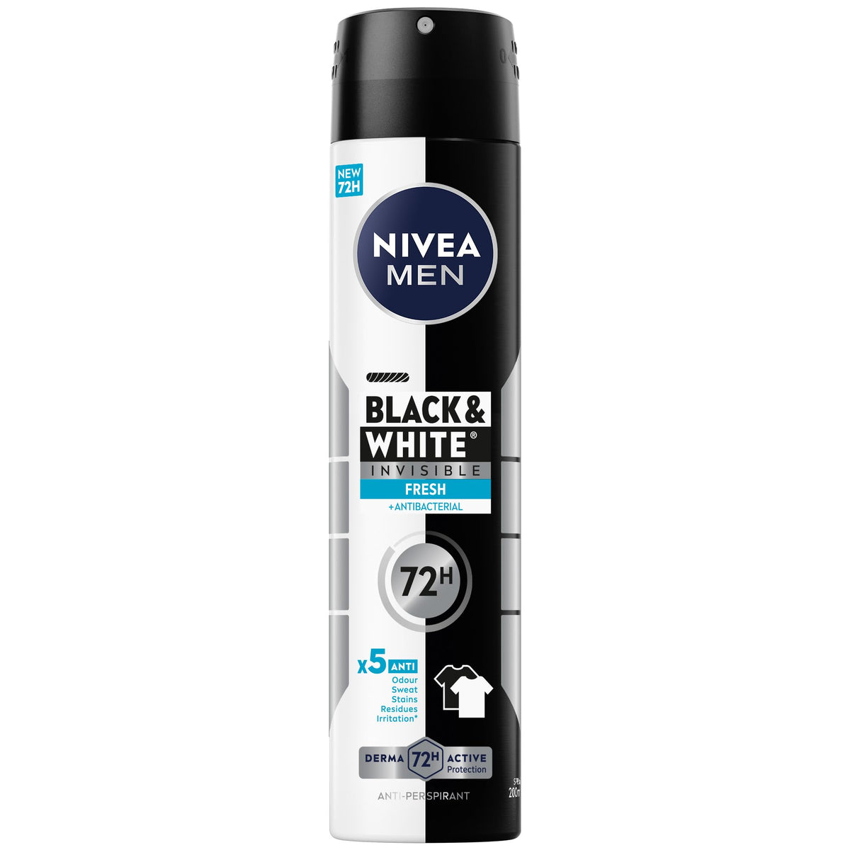 NIVEA MEN Antiperspirant Spray for Men, Black & White Invisible Protection Fresh, 200ml