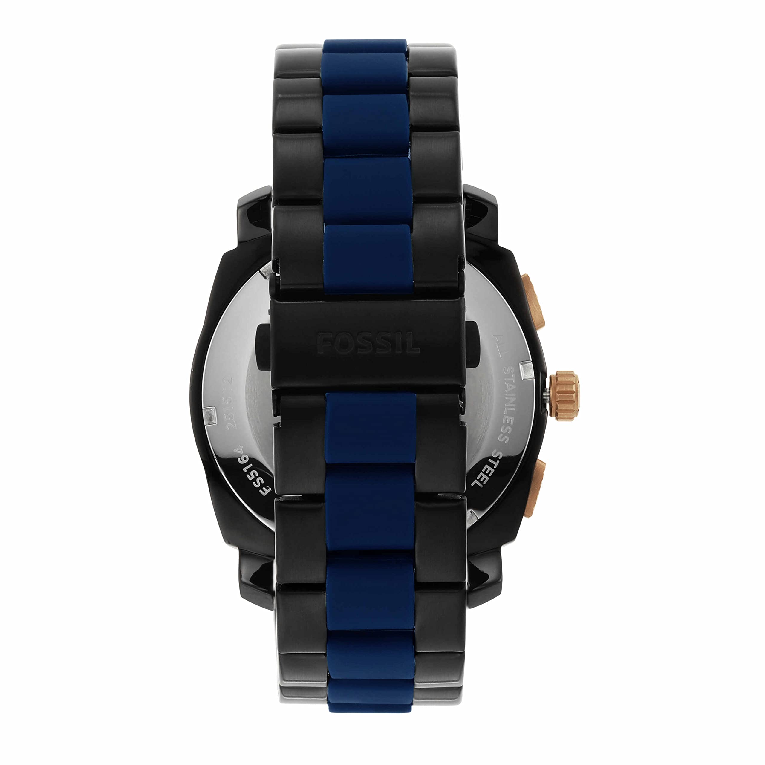 Fossil Machine Men's Watch with Stainless Steel or Leather Band, Chronograph or Analog Watch Display Black/Blue Silicone