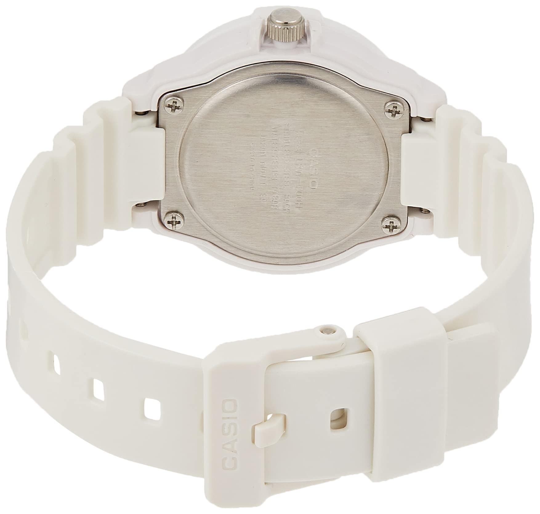 Casio Womens Quartz Watch, Analog Display and Resin Strap White/Turquoise Gold