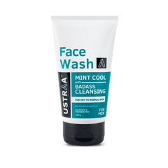 Ustraa Face Wash - Mint Cool - For Dry to Normal Skin - 100g | Reduces Moisture Loss | Removes Dirt & Dead Skin | with Pine Bark & Peppermint | NO SLS, NO PARABEN