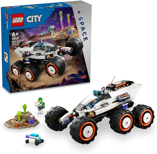 LEGO City Space Explorer Rover and Alien Life Building Toys Set for 6 Plus Year Old Boys, Girls & Kids with Astronaut Minifigures, Toy Robot and Alien Figures for Imaginative Play, Birthday Gift 60431