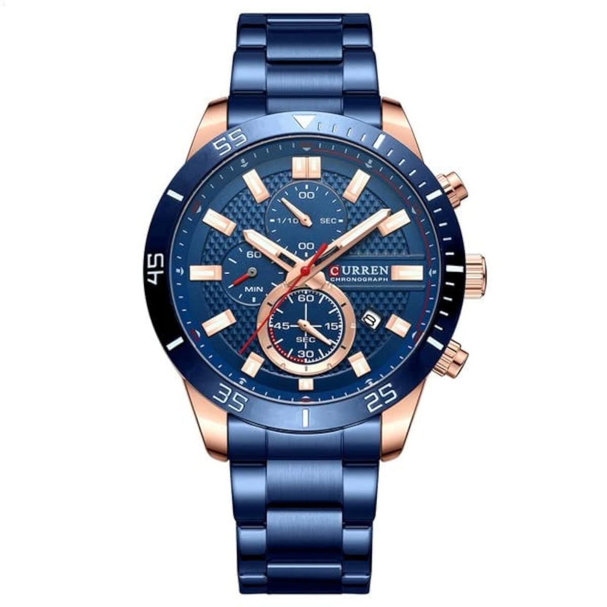 CURREN 8417 Men's Wristwatch Chronograph Waterproof Brand Luxury Sports Military (BLUE)